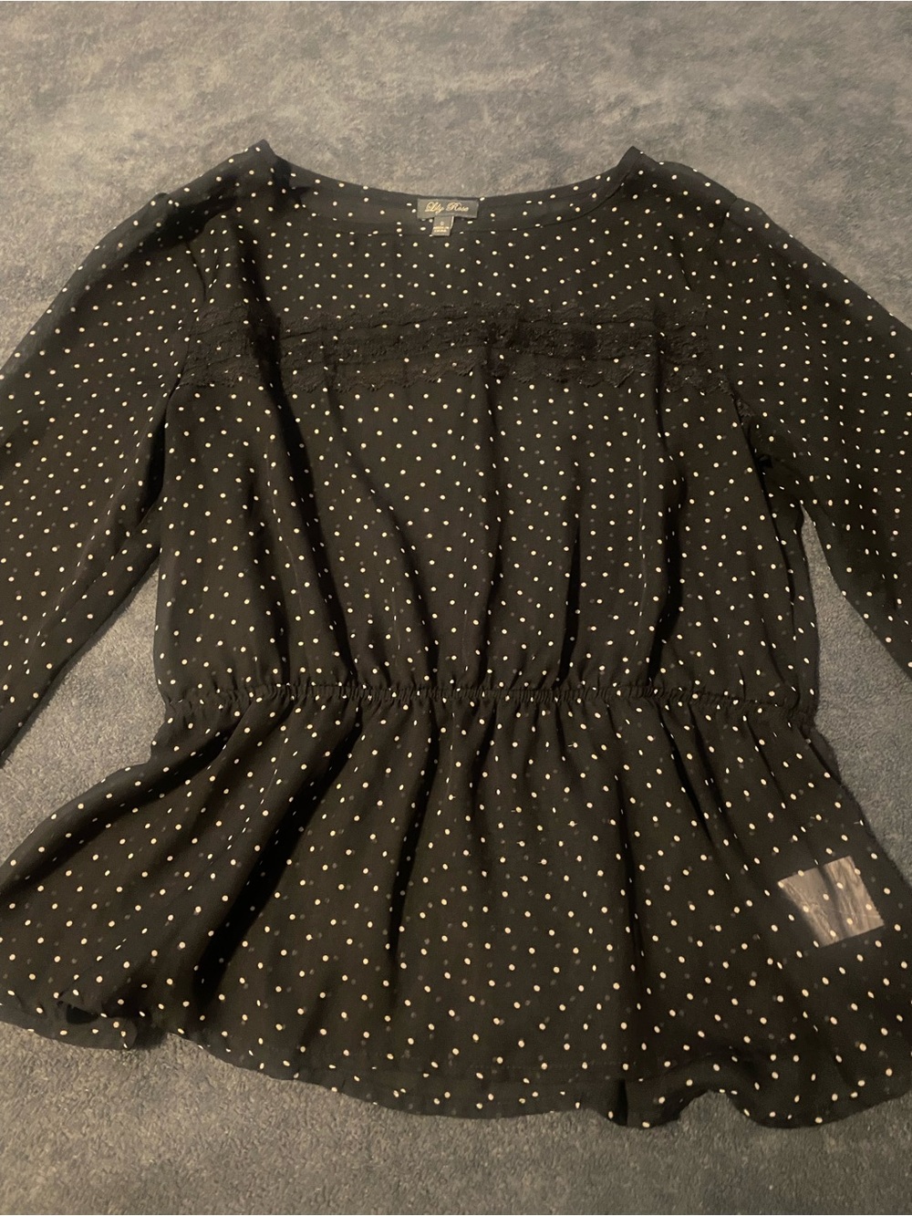 Lily Rose Black Blouse with White Polka Dots